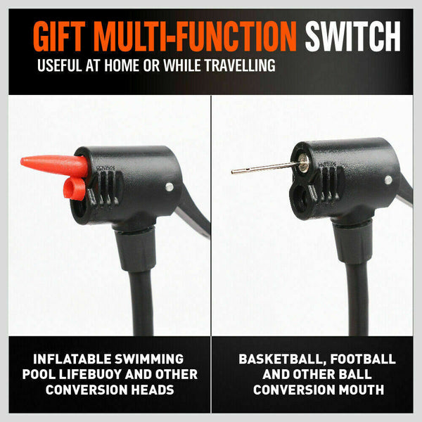 Horusdy High Pressure Air Pump Bicycle Bike Alloy Floor Gauge Ball Balloon Nozzles Pumps