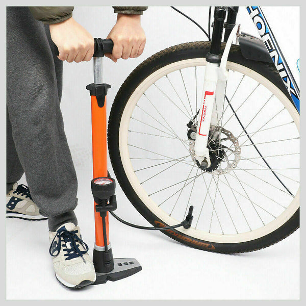 Horusdy High Pressure Air Pump Bicycle Bike Alloy Floor Gauge Ball Balloon Nozzles Pumps