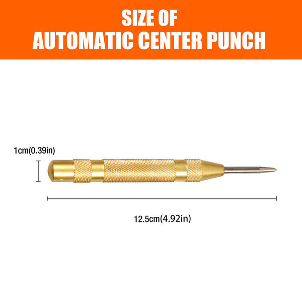 Horusdy 125Mm/5" Automatic Centre Punch Spring Loaded Metal Drill Tool Gold Other Hand Tools