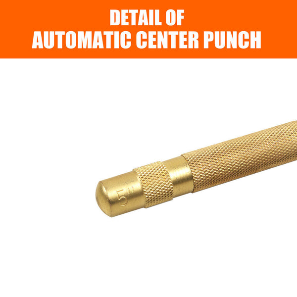 125Mm/5" Automatic Centre Punch Adjustable Spring Loaded Metal Drill Tool Gold