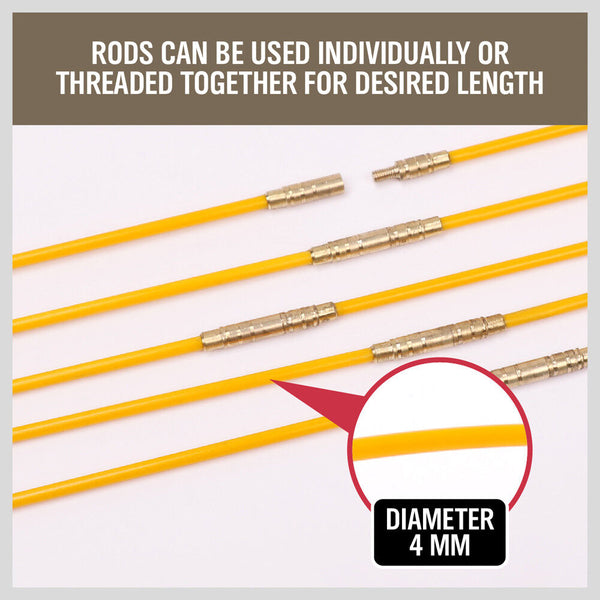 Horusdy 3.3M # 4Mm Fibreglass Electricians Push Pull Rods Cable Cavity Contractors Duct Other Watering Equipment