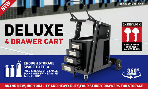 New 4 Drawer Welding Trolley Cart Welder Cabinet Mig Tig Arc Plasma Cutter Bench Plasma Cutters