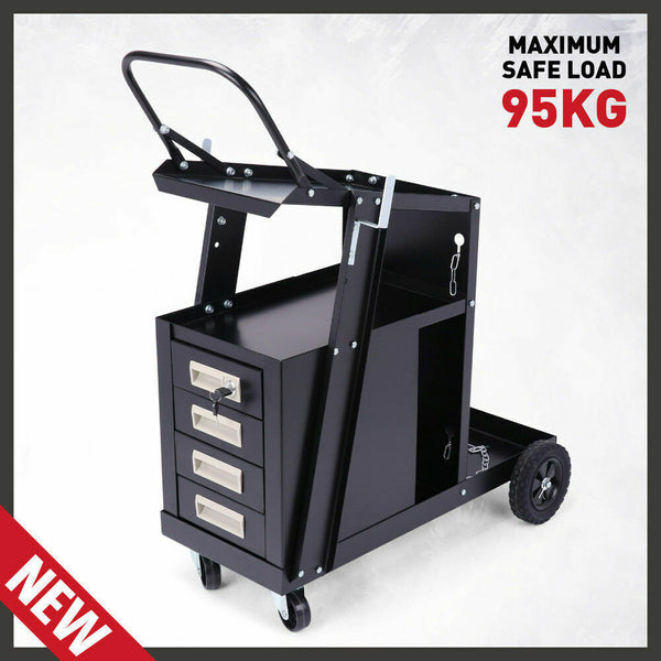 New 4-Drawer Welding Trolley Cart Welder Cabinet Mig Tig Arc Plasma Cutter Bench