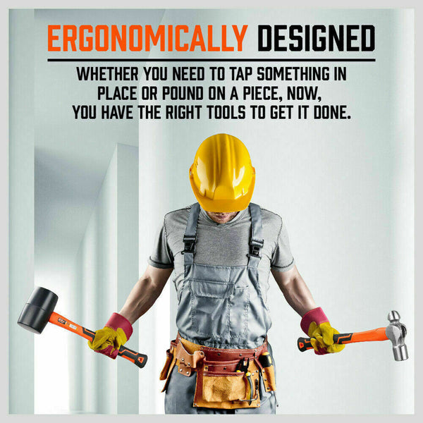 Horusdy 5Pc Hammer Set Rubber / Ball Pein Sledge Cross Mallet Tpr Grip Handle Hammers & Mallets