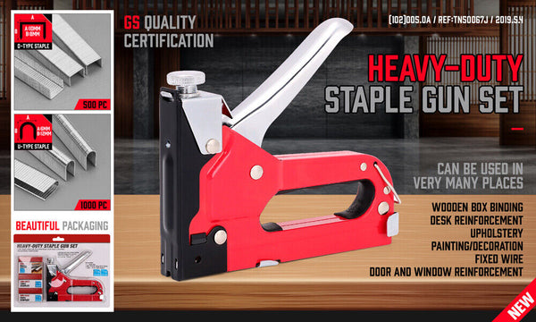 Horusdy Heavy Duty Staple Gun Set 2In1 Stapler 1500Pc Staples Tacker Hand Fastener Tool Nail & Staple Guns