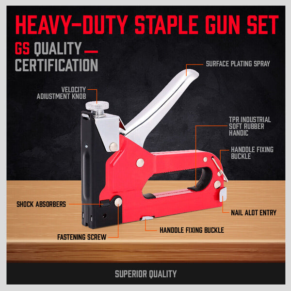 Horusdy Heavy Duty Staple Gun Set 2In1 Stapler 1500Pc Staples Tacker Hand Fastener Tool Nail & Staple Guns