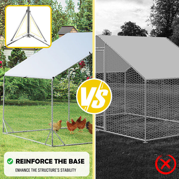 Vaka 3X2x1.95M Metal Walk In Chicken Coop Rabbit Hutch Cage Hen House Chook Au Poultry Cages