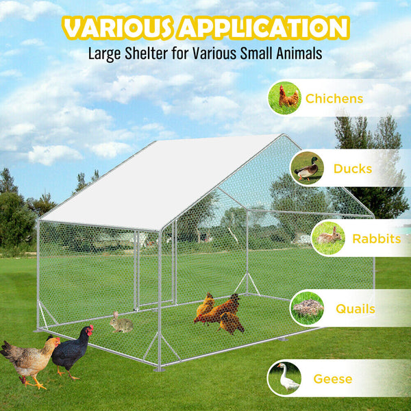 Vaka 3X2x1.95M Metal Walk In Chicken Coop Rabbit Hutch Cage Hen House Chook Au Poultry Cages