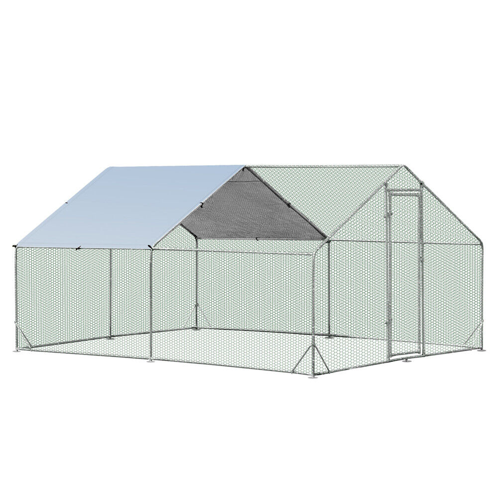 Vaka 3X4x1.95M Metal Walk In Chicken Coop Rabbit Hutch Cage Hen House Chook Au Poultry Cages