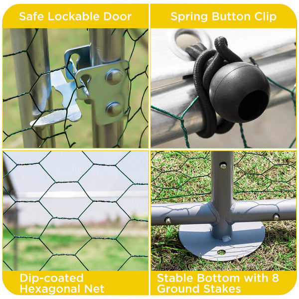 Vaka 3X4x1.95M Metal Walk In Chicken Coop Rabbit Hutch Cage Hen House Chook Au Poultry Cages