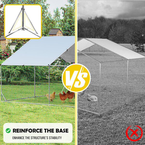 Vaka 3X4x1.95M Metal Walk In Chicken Coop Rabbit Hutch Cage Hen House Chook Au Poultry Cages