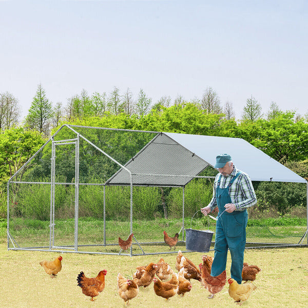 Vaka 3X4x1.95M Metal Walk In Chicken Coop Rabbit Hutch Cage Hen House Chook Au Poultry Cages