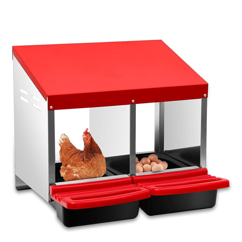 Vaka Chicken Hen Coop Hutch 2 Hole Inside Outside Roll Away Lay Egg Nesting Box Poultry Cages