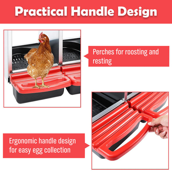Vaka Chicken Hen Coop Hutch 2 Hole Inside Outside Roll Away Lay Egg Nesting Box Poultry Cages