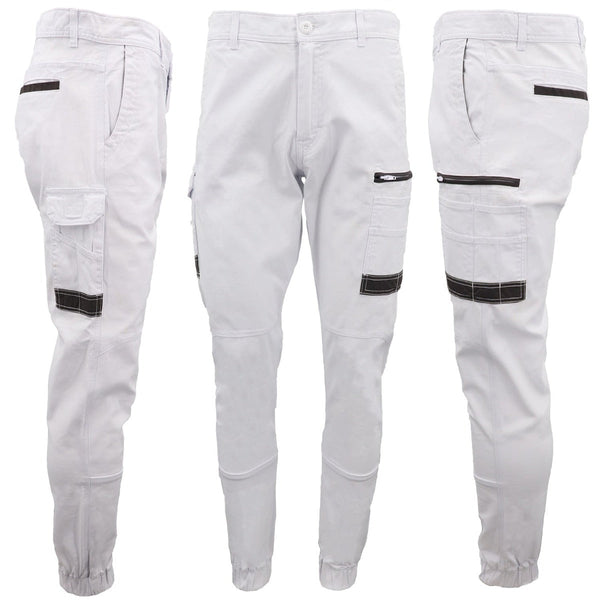 Men's Cargo Cotton Drill Work Upf 50+ 13 Pockets Tradies Workwear Trousers Navy 34 Pants
