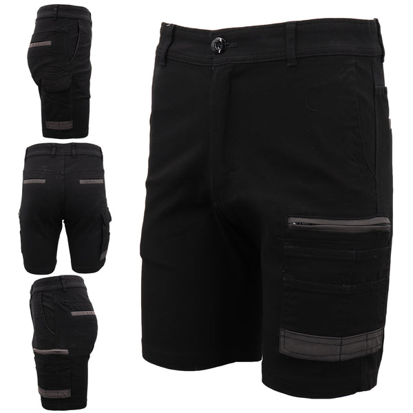Mens Cargo Cotton Drill Work Shorts Upf 50+ 13 Pockets Tradies Workwear Trousers Black 38 Men's Shorts