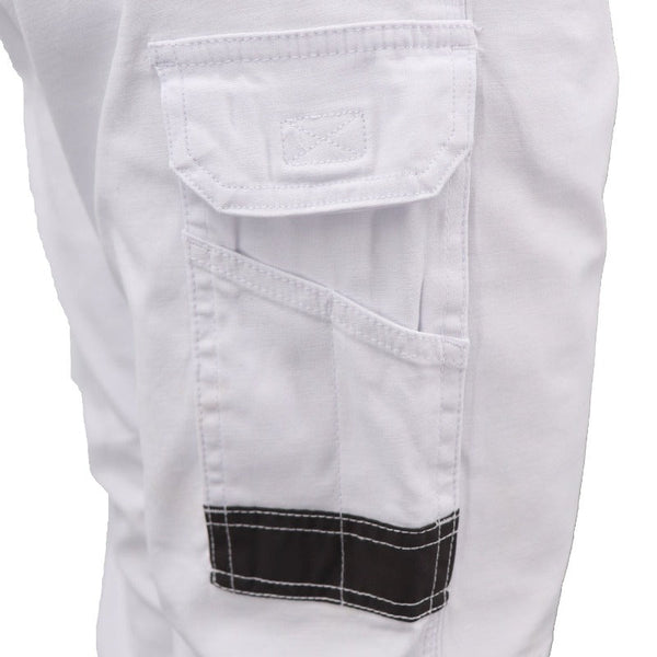 Men's Cargo Cotton Drill Work Upf 50+ 13 Pockets Tradies Workwear Trousers White 38 Pants