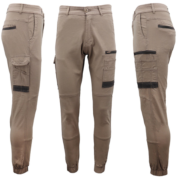 Men's Cargo Cotton Drill Work Upf 50+ 13 Pockets Tradies Workwear Trousers White 38 Pants