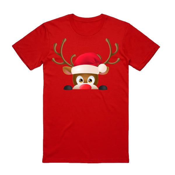 T Shirts Zmart Australia 100% Cotton Christmas T Shirt Adult Unisex Tee Tops Funny Santa Party Custume Reindeer Head (Red)