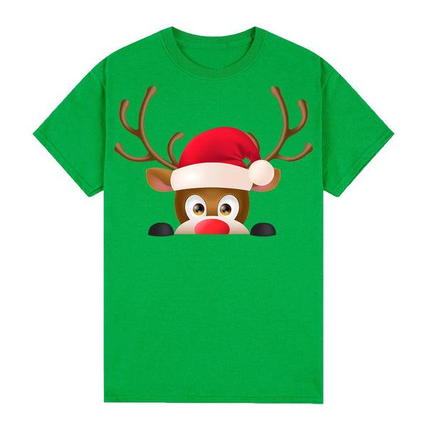Zmart Australia 100% Cotton Christmas T Shirt Adult Unisex Tee Tops Funny Santa Party Custume Reindeer Head (Green) T Shirts