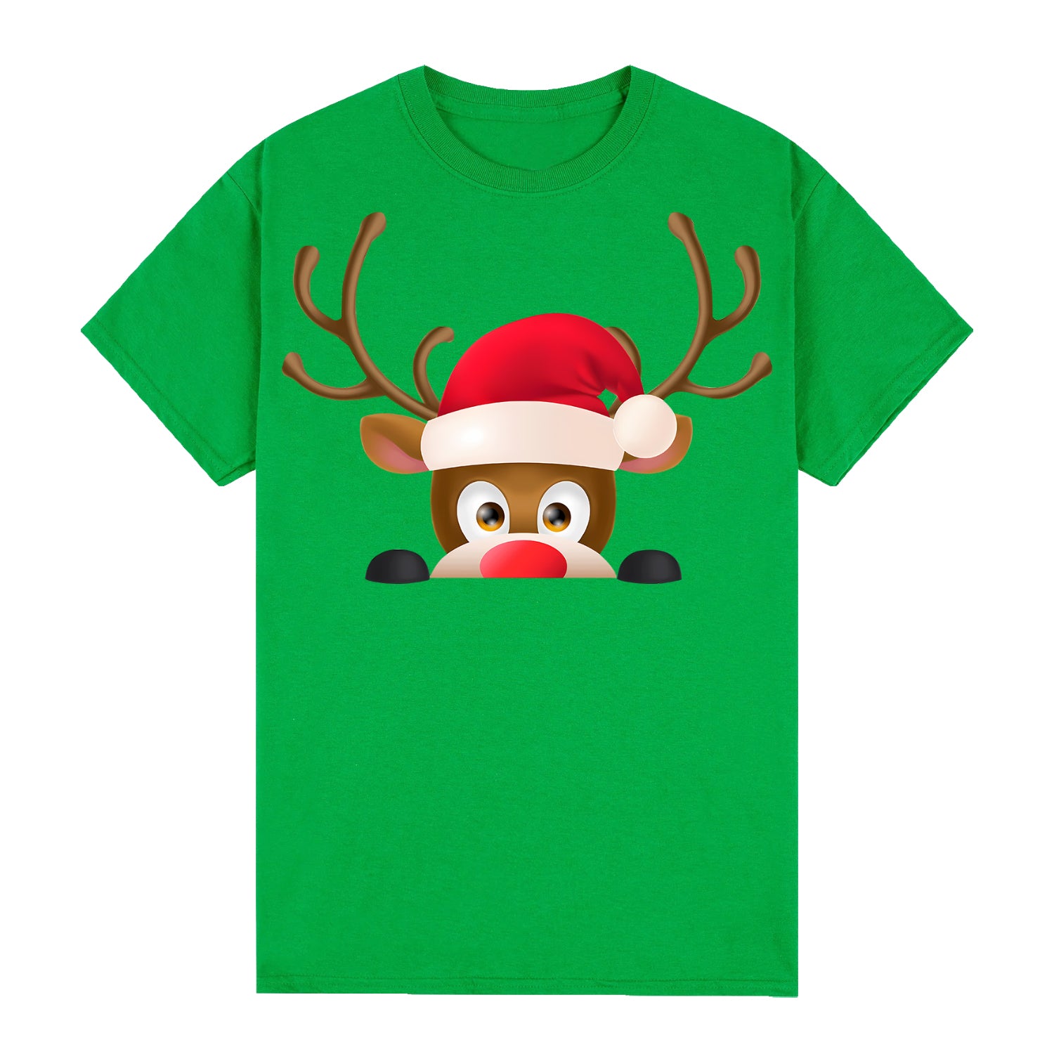 T Shirts Zmart Australia 100% Cotton Christmas T Shirt Adult Unisex Tee Tops Funny Santa Party Custume Reindeer Head (Green)