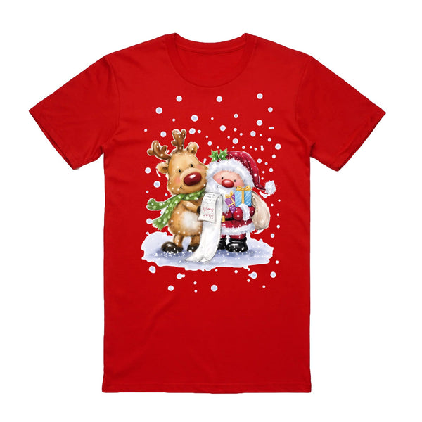 Zmart Australia 100% Cotton Christmas T Shirt Adult Unisex Tee Tops Funny Santa Party Custume Reading (Red) T Shirts