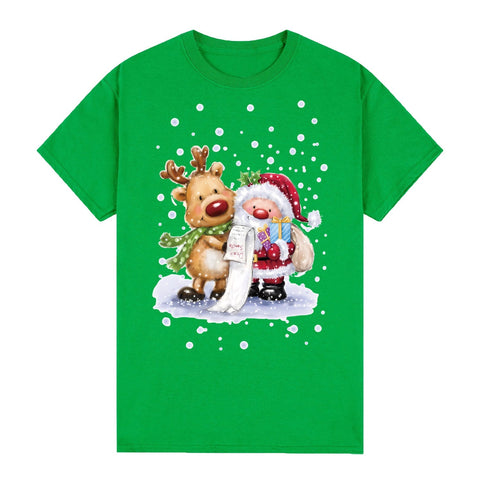 T Shirts Zmart Australia 100% Cotton Christmas T Shirt Adult Unisex Tee Tops Funny Santa Party Custume Reading (Green)