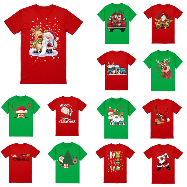 T Shirts Zmart Australia 100% Cotton Christmas T Shirt Adult Unisex Tee Tops Funny Santa Party Custume Reindeer Wink (Green)