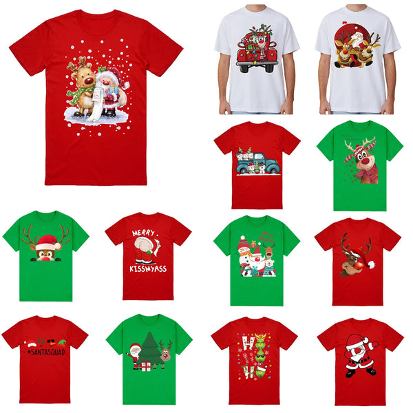 Zmart Australia 100% Cotton Christmas T Shirt Adult Unisex Tee Funny Santa Party Custume Reindeer Wink (White) 2Xl Tops