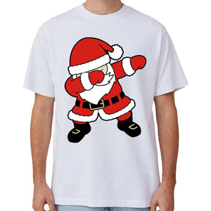 100% Cotton Christmas T-Shirt Adult Unisex Tee Tops Funny Santa Party Custume, Dancing (White), 2Xl
