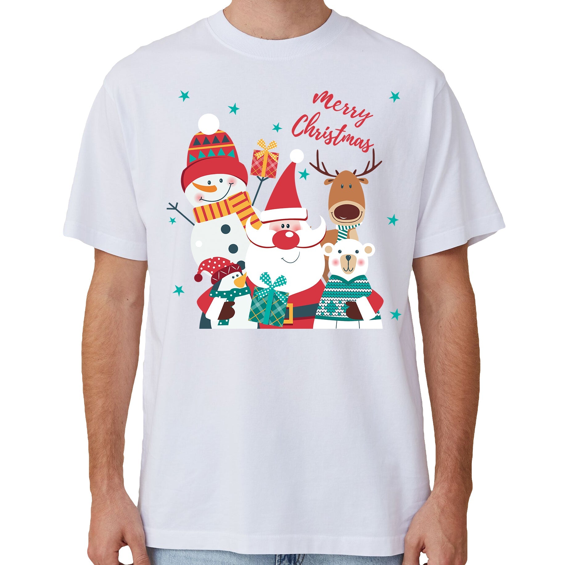 Zmart Australia 100% Cotton Christmas T Shirt Adult Unisex Tee Funny Santa Party Custume Gathering (White) 2Xl Tops