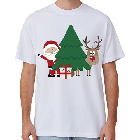 Zmart Australia 100% Cotton Christmas T Shirt Adult Unisex Tee Funny Santa Party Custume With Tree (White) 2Xl Tops