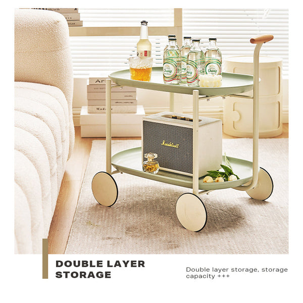 Movable Modern Trolley Small Unit Coffee Table Cart Storage Sofa Side With Wheels