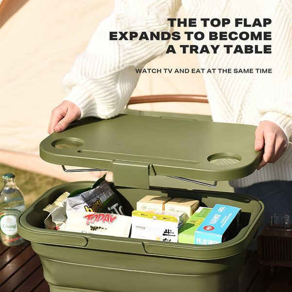 Ehc 2In1 Folding Picnic Basket Tour Storage Baskets Outdoor With Lid Picnic Baskets & Backpacks