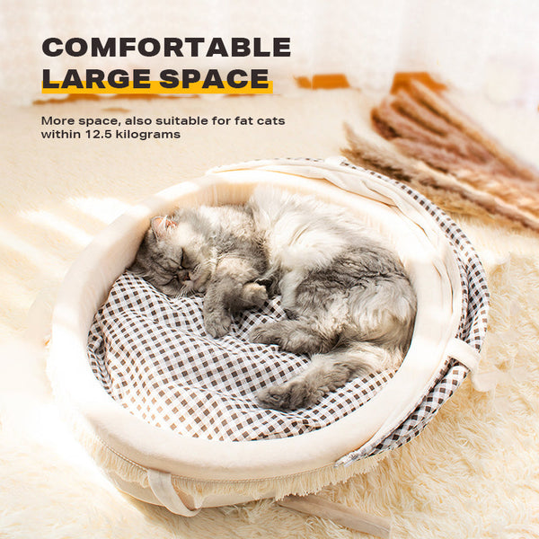 Pet Cat Calming Bed Cuddle Soft Warm Plush Cave Sleeping Nest Tent House