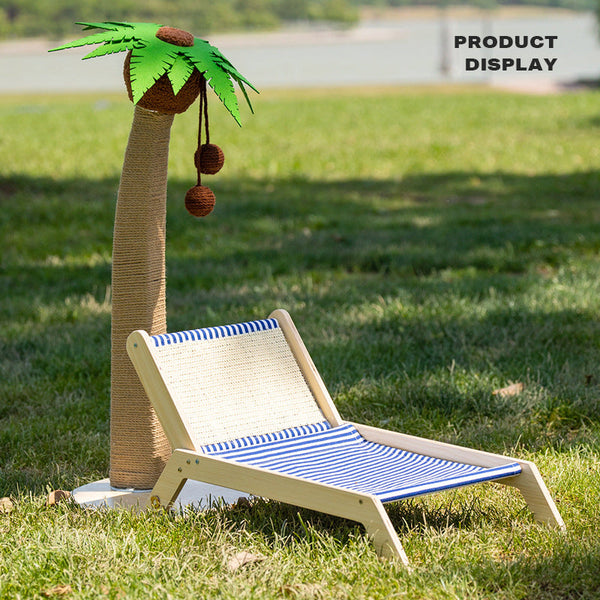 Wood Coconut Tree Lounge Chair Cat Bed Dog Scratching Post Toy Pet Nest