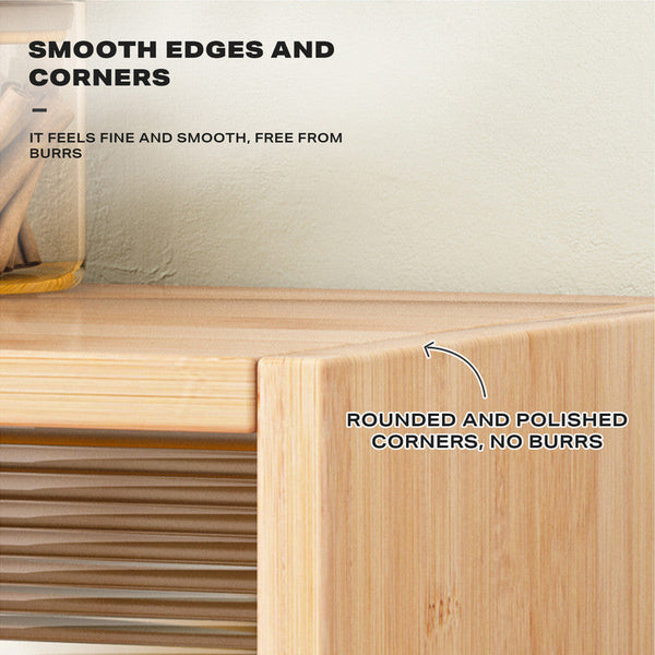 Ehc Bamboo Dustproof Cup Storage Cabinet With Sliding Acrylic Door Cabinets & Cupboards