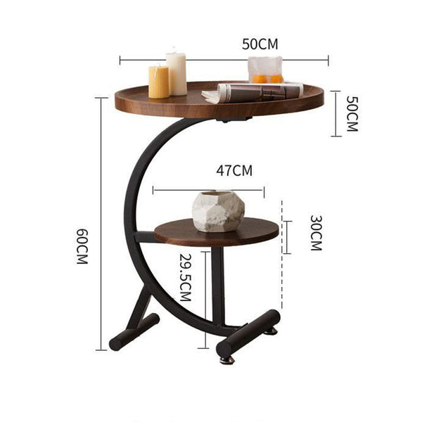 Ehc 2 Tier End Table Sofa Side Round Nightstand With Sturdy Metal Frame Tables