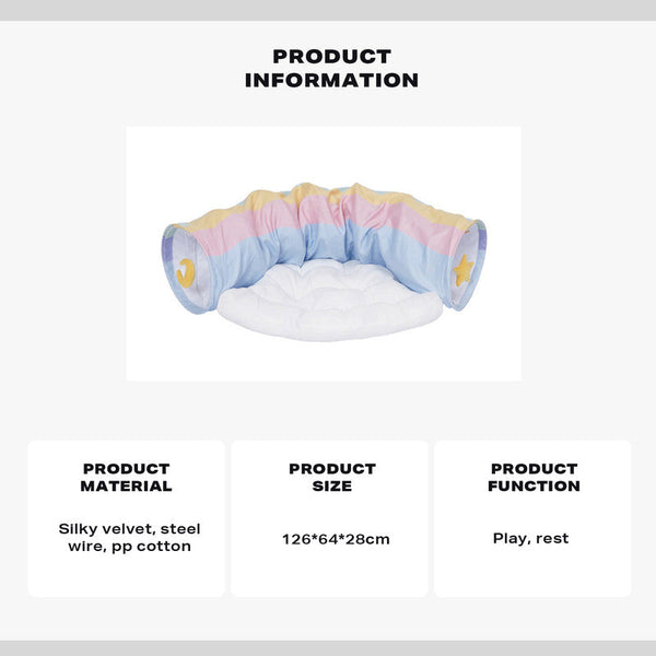 Zeze Cat Tunnel Sleep Bed 2 In 1 Collapsible Tubes Toys With Removable Mat Pet Beds