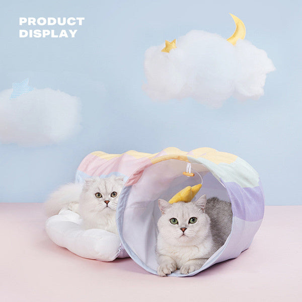Zeze Cat Tunnel Sleep Bed 2 In 1 Collapsible Tubes Toys With Removable Mat Pet Beds