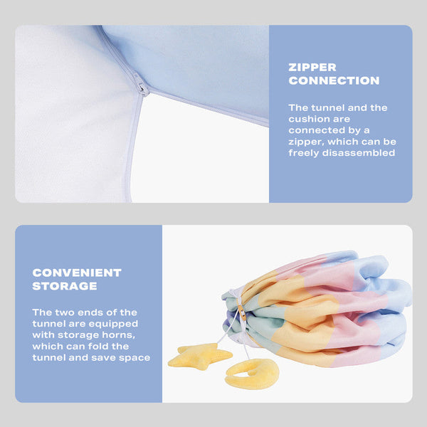 Zeze Cat Tunnel Sleep Bed 2 In 1 Collapsible Tubes Toys With Removable Mat Pet Beds