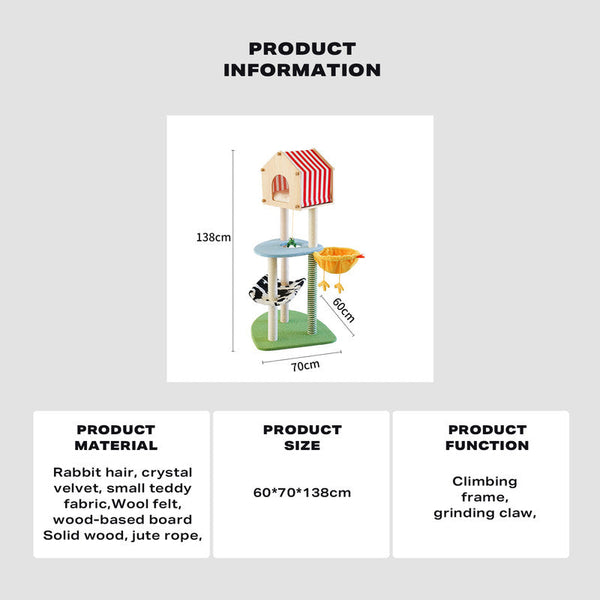 Zeze Farm Cat Climbing Frame Litter Scratching Post Tree Furniture & Scratchers