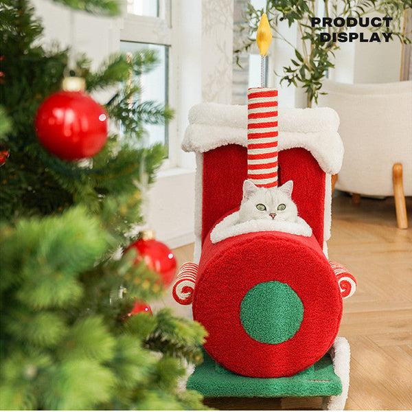 Zeze Christmas Gift Train Cat Tree Nest Integrated Toy Scratching Post Furniture & Scratchers