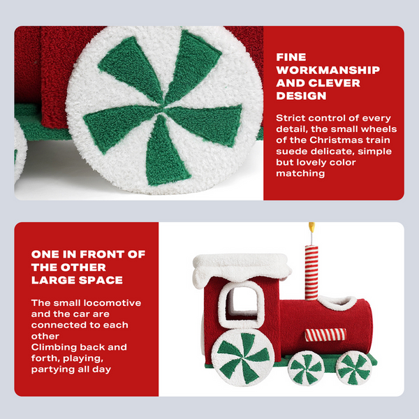 Zeze Christmas Gift Train Cat Tree Nest Integrated Toy Scratching Post Furniture & Scratchers