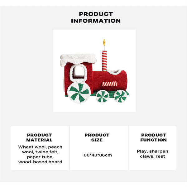 Zeze Christmas Gift Train Cat Tree Nest Integrated Toy Scratching Post Furniture & Scratchers