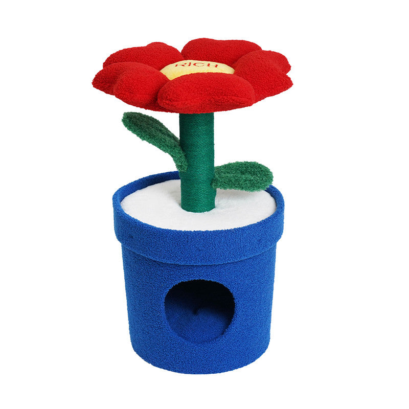 Zeze Rich Flower Cat Tree With Scratcher Pole Tower Hidaway Bed Furbulous Furniture & Scratchers