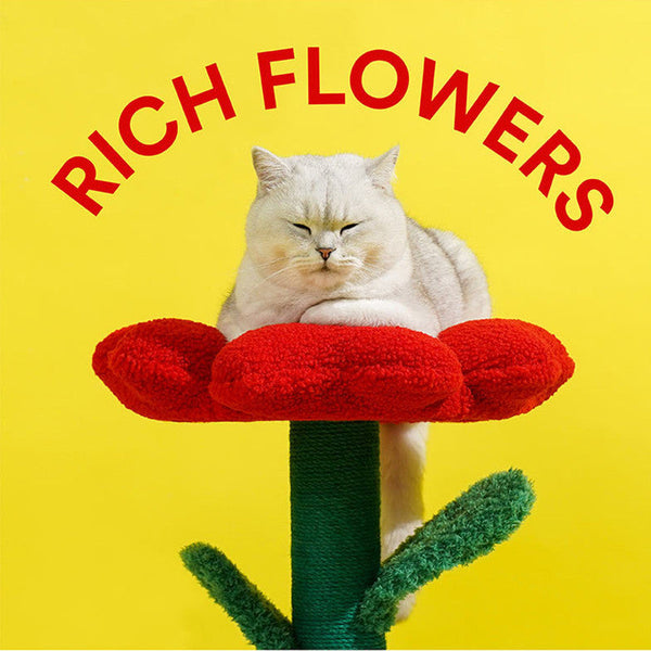 Rich Flower Cat Tree With Scratcher Pole Tower Hidaway Bed Furbulous