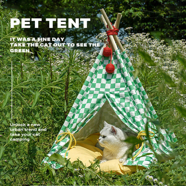 Zeze Solid Wood Pet Tent Nest With Removable Mattress Pet Beds