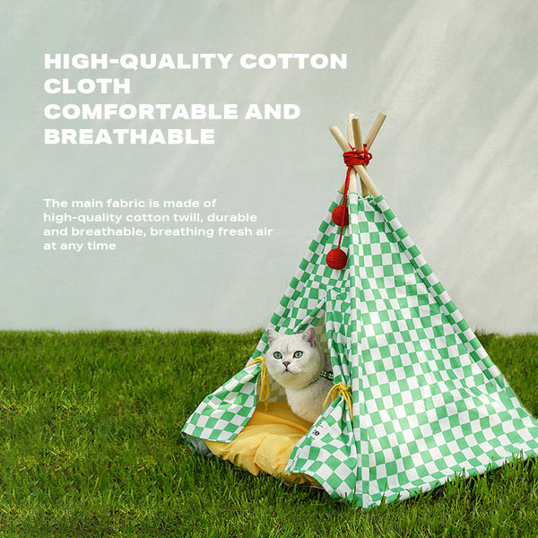 Zeze Solid Wood Pet Tent Nest With Removable Mattress Pet Beds