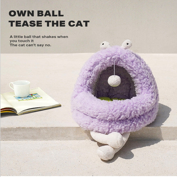 Zeze Monster Dog Cat Pet Calming Bed Warm Soft Plush Nest Comfy Sleeping Kennel Cave Pet Beds